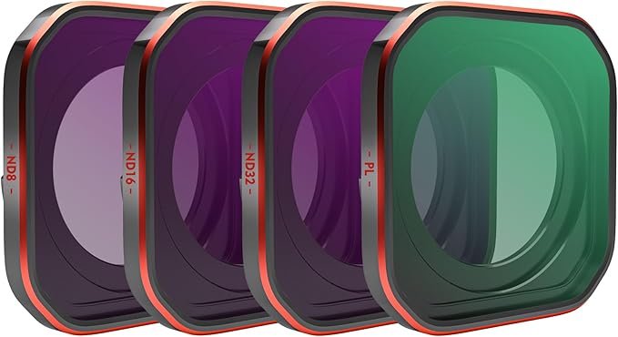 4-Pack Filter Kit for Insta360 Ace Pro2, Combo of CPL ND8 ND16 ND32 Lens, Polarizer and Neutral Density Filters for Anti-Glare & Exposure Control, Travel Case