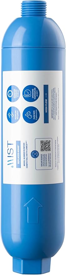Mist 40043 Replacement for Camco RV Inline Water Filter 40043, 40013, 40041, with Flexible Hose Protector. Reduces Bad Taste, Odors, Chlorine, Lead and Sediment, 1 Pack