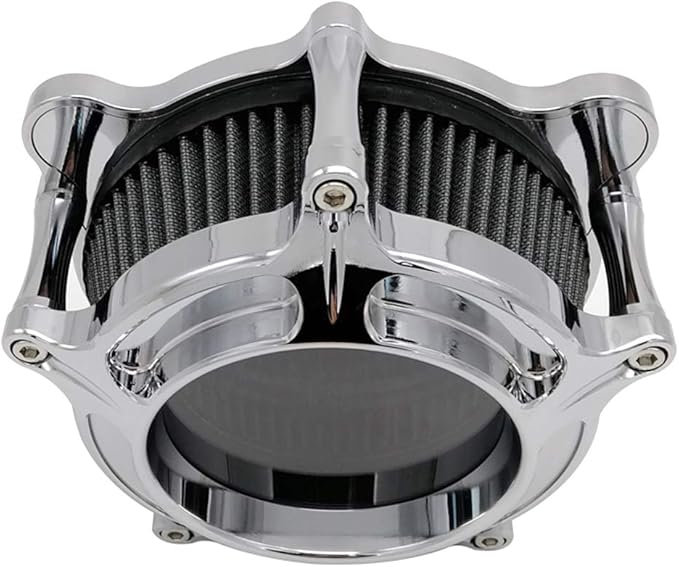 Harley Air Cleaner Chrome See Through Intake Filter Kit Cnc Cut for Motorcycle Dyna 2000 - 2017 Softail 2000 - 2015 Touring 2000 - 2007 Fitment - B (Gray)