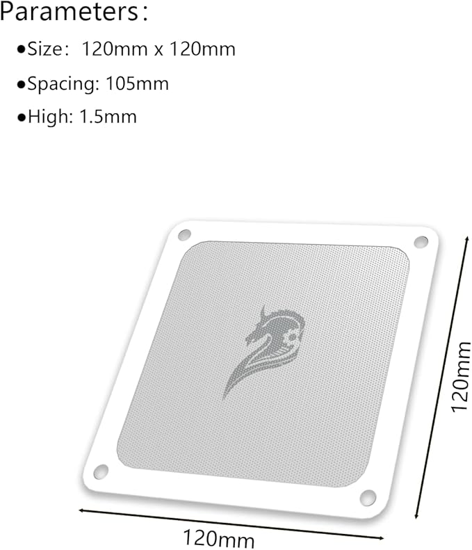 120mm Fan Filter PC Dust Filter Computer Fan Grills Dust Mesh Magnetic Frame PC Case Cover Dustproof PVC 50 Mesh(PVC, Gentleman Aesthetic, 120 * 120mm, 5pcs, White)