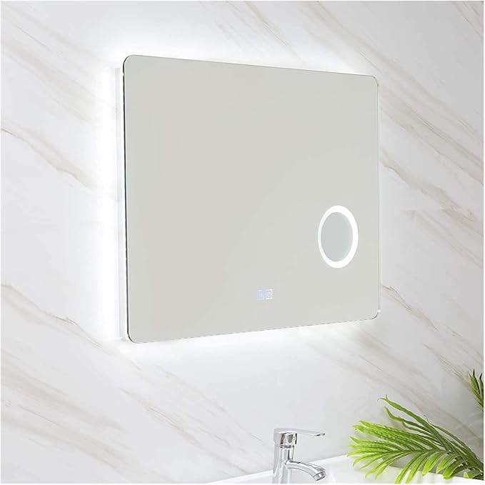 Illuminated LED Bathroom Mirror, Wall Mounted Backlit Makeup Vanity Mirror with Demister Pad and Touch Sensor 3X Magnifying Compatible with Makeup Hairdressing Shaving Bathroom Mirror,Mirrors