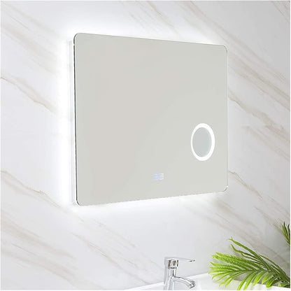 Illuminated LED Bathroom Mirror, Wall Mounted Backlit Makeup Vanity Mirror with Demister Pad and Touch Sensor 3X Magnifying Compatible with Makeup Hairdressing Shaving Bathroom Mirror,Mirrors
