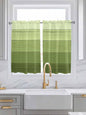 Gradient Green Wooden Board Window Valance Curtains, Retro Country Wood Grain Light Filtering Kitchen Valance with 3-inch Rod Pocket for Living Room Bathroom Bedroom,2 Panel,42x54In