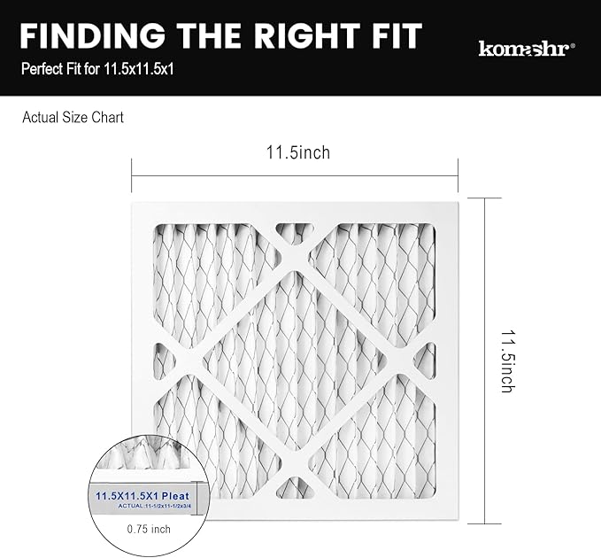 11.5x11.5x1 Air Filter MERV 8 (4-Pack), HVAC/Furnace AC Filter Replacement, Dust Defense–Comparable with MPR 600 & FPR 5 (Actual 11.5x11.5x0.75)