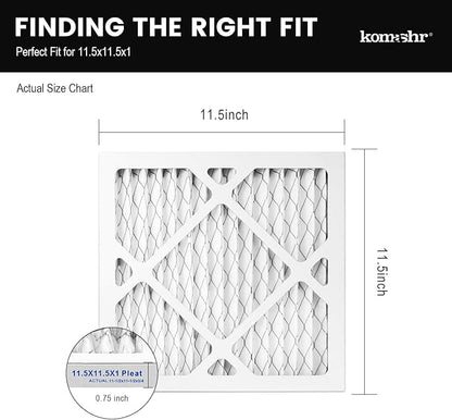 11.5x11.5x1 Air Filter MERV 8 (4-Pack), HVAC/Furnace AC Filter Replacement, Dust Defense–Comparable with MPR 600 & FPR 5 (Actual 11.5x11.5x0.75)