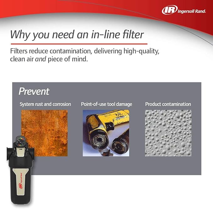 Ingersoll-Rand Compressed air in-line filter FA30IH F-Series High-Efficiency 0.1 Micron Filter, 3/8in., 17 CFM