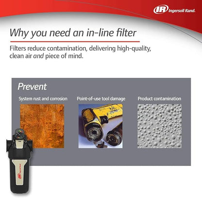Ingersoll-Rand Compressed air in-line filter FA30IH F-Series High-Efficiency 0.1 Micron Filter, 3/8in., 17 CFM