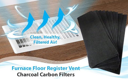 CFS – Pack of 12, Activated Carbon Filters for Floor Vent Heat Register Air Filter – Fresh and Filtered Air for Indoor, Home Filtration – Charcoal Air Filter Sheet- 4"x 12", Black
