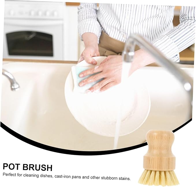 Multi-Function Pot Brush Natural Vegetable Scrubber for Dishes Pans and Pots Comfortable Grip for Easy Cleaning Use