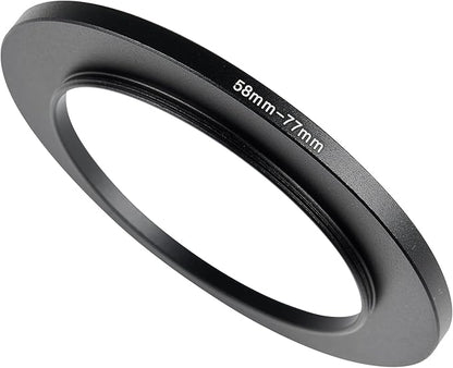 58-77mm Metal Step-Up/Down Ring Adapter Compatible with Mirrorless Cameras DSLR Lens, UV CPL ND Filter Thread Converter, Black