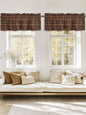 2 Pack Kitchen Valance for Windows, Farm Brown Wood Board Light Filtering Rod Pocket Valances Short Curtain, Vintage Farmhouses Barn Window Curtain for Bedroom Bathroom Living Room 42x12in