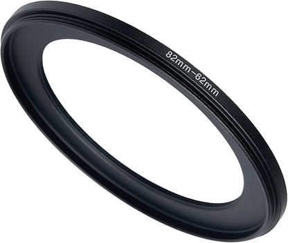 82mm to 62mm Step Up Ring Filter Adapter Black Metal Step up Adapter Rings Compatible with All Brand UV CPL ND Camera Lens Filter Step Down Ring (82mm-62mm)