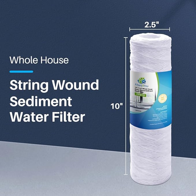 CFS – 12 Pack String Wound Sediment Water Filter Cartridges Compatible with RS5-SS Models – Removes Bad Taste and Odor – Whole House Replacement Filter Cartridge – 5 Micron