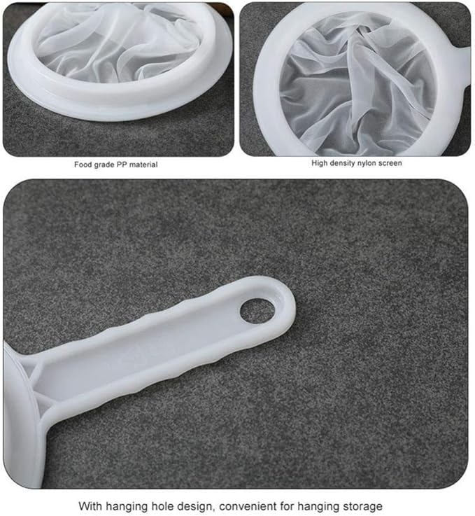 Kitchen Ultra-Fine Nylon Mesh Strainer I Plastic Sieve Fine Mesh Filter Spoon For Soy Milk Coffee Filter Milk Yogurt Juice Kefir Honey Wine coladores de cocina Kitchen Gadgets (400 Mesh)