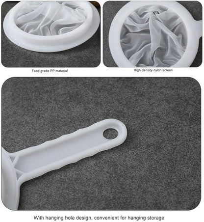 Kitchen Ultra-Fine Nylon Mesh Strainer I Plastic Sieve Fine Mesh Filter Spoon For Soy Milk Coffee Filter Milk Yogurt Juice Kefir Honey Wine coladores de cocina Kitchen Gadgets (400 Mesh)