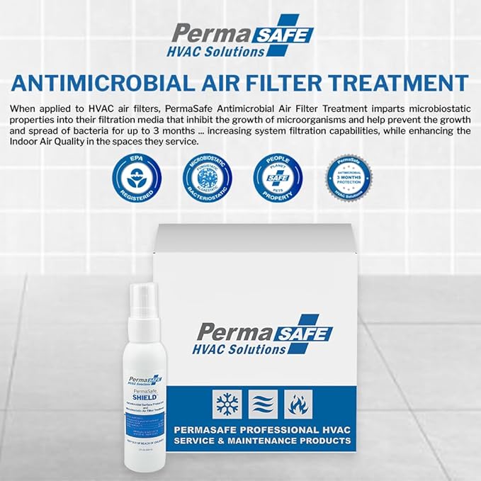 PermaSafe HVAC Solutions, Antimicrobial Air Filter Treatment, Odor Inhibitor, and Indoor Air Quality Enhancer & Protectant