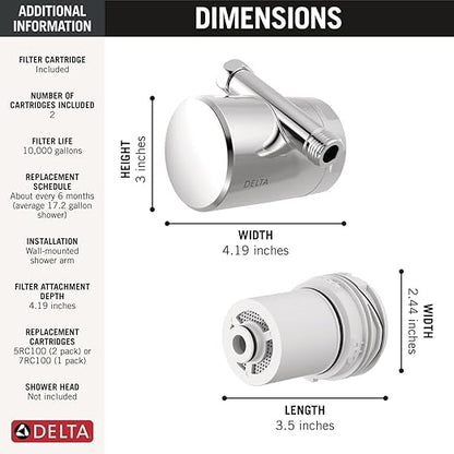 Delta Clarifi Standard Shower Filter Attachment Chrome with Additional Cartridge