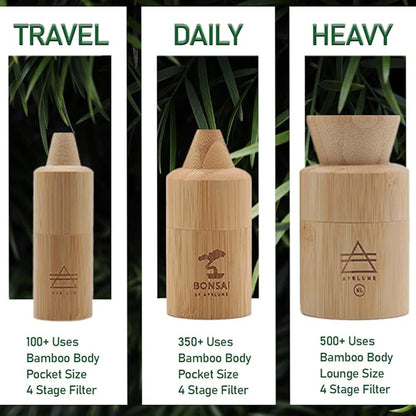 Personal Bamboo Smoke Air Filter 2 Pack - Odor and Smoke Eliminator - Travel Size Compact Filter, Home and Car