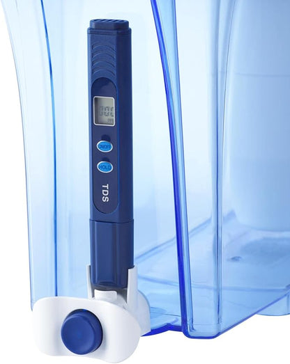 ZeroWater 30 Cup Ready-Pour 5-stage Water Filter Dispenser, NSF Certified To Reduce Lead, Other Heavy Metals And PFOA/PFOS, White And Blue