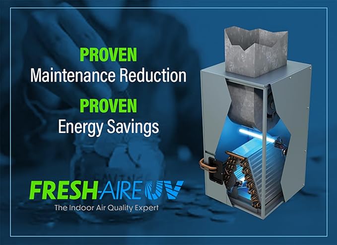 Fresh-Aire UV Fresh-Aire APCO Compact HVAC UV Air Purifier w/Carbon Matrix and Remote Power Supply, Includes Dual 2 Year UVC Lamp for Coils, 18-32 VAC