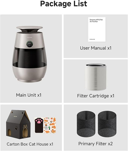 ‌Dreame Pet Air Purifier, Cleans 5,386 ft² in One Hour, 1,346 ft² for Home Large Room, NeverChange 5.4-Year Filters for Odor Purification, 360° Visual Collection of Hair, ‌Pet-Friendly Design, Glod