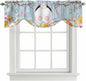 Easter Tie Up Valance Curtains for Windows, Kitchen Curtains Window Shades, Spring Watercolor Bunny Eggs Flower Wood Grain Blue Light Filtering Roman Curtain Valances for Bedroom/Bathroom/Cafe 60"x18"