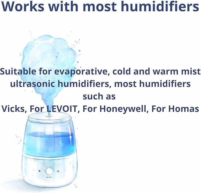 Nispira Mist Demineralization Cartridge Filter Replacement Compatible with Homedics Vick Total-Comfort Ultrasonic Humidifier | Prevents Mineral Deposit Hard Water White Dust | 24 Packs