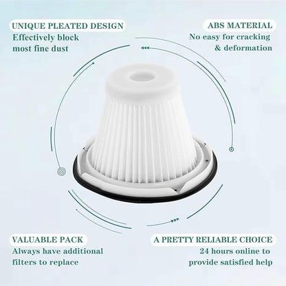 Replacement for BLACK & DECKER Hand Vacuum Filter compatible with VF200SP BDH2000SL/BDH1800S Vacs, Replace Part # 90543043-01, 4 * Black Decker vacuum filters, 1 Cleaning Brush By Improvedhand