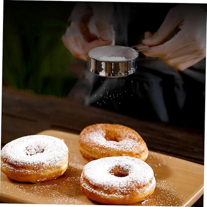 Healifty 2Pcs Stainless Steel Powder Sugar Sifter Baking Flour Sieve with Ergonomic Handle for Home and Professional Use Lightweight and Easy to Operate