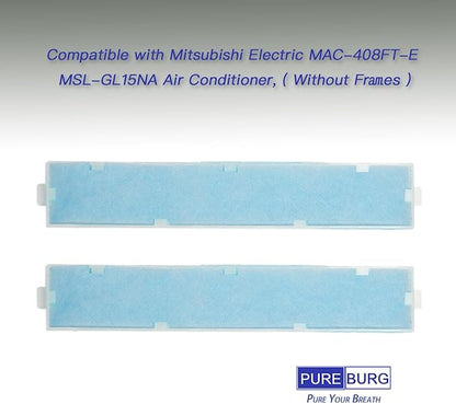 PUREBURG 10-Pack MAC-408FT-E Replacement Filter Compatible with Mitsubishi Electric MAC-408FT-E MSL-GL15NA Air Conditioner, No Frames .WALL-MOUNTED System