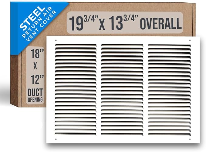 Fits 18x12 Duct Opening | Steel Return Air Grille by Handua | Vent Cover Grill for Sidewall and Ceiling | White | HVAC Cold Air Intake Grille | Outer Dimensions: 19.75"W X 13.75"