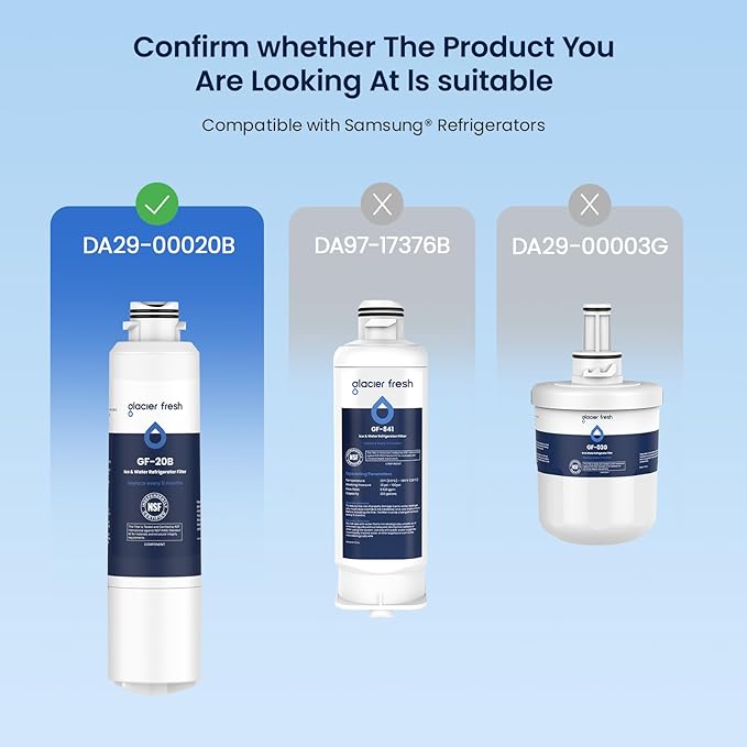 GLACIER FRESH Compatible with Samsung DA29-00020B Refrigerator Water Filter, DA29-00020A/B, DA29-00020B-1, HAF-CIN/EXP, 46-9101, RF4267HARS For French Door Fridge Kitchen (4 PACK)