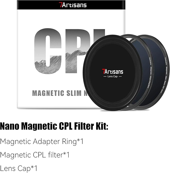 7artisans Nano Magnetic Filter UV Filter ND Light Reduction Filter/CPL Polarization Filter/GND Gradient Filter/Black Mist 1/4 Portrait Photography Filter Suitable for Lens(72mm CPL)