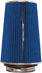 Spectre Universal Clamp-On Air Filter: High Performance, Washable Filter: Round Tapered; 3 in/3.5 in/4 in Flange ID; 8.75 in (222 mm) Height; 6 in (152 mm) Base; 4.75 in (121 mm) Top, SPE-9736, Blue