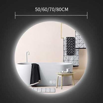Led Mirror for Bathroom,Bathroom Mirrors for Vanity,Shatter-Proof,with Dimming & 3 Color Modes,Heated Demister Pad,Anti-Fog,Hanging Vanity Mirror,Easy to Install, Easy to Clean (Size : 70x70cm)