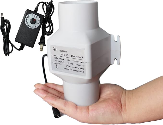 14W 2.3Inches Duct Inline Fan 60mm Mini Intake Fume Extractor Low Noise 57CFM Air Circulation Vent Blower for Fan Filter Grow Tent Ceiling Wall (Color : Adjustable Speed)