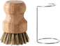 Kitchen Brush, Scrubber Cleaner with Wooden Handle and Drain Rack, Dish Scrubber for Sink Pots Pans Shower Bathroom Grout Tile Washing
