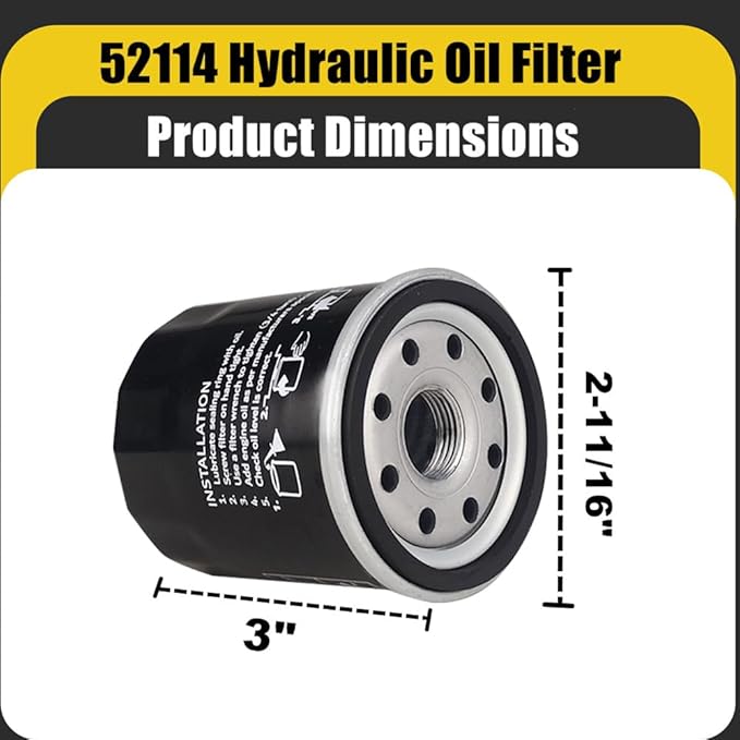 52114 Hydraulic Oil Filter Compatible with Hydro-Gear ZT-2800 ZT-3100 ZT-3200 3400 3600 Transaxles Replaces for To-ro 109-3321 Gravely 21545100 Bad-Boy 063-1050-00 (black-2)