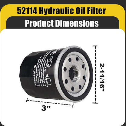 52114 Hydraulic Oil Filter Compatible with Hydro-Gear ZT-2800 ZT-3100 ZT-3200 3400 3600 Transaxles Replaces for To-ro 109-3321 Gravely 21545100 Bad-Boy 063-1050-00 (black-2)