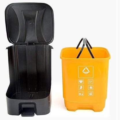 HASMI Trash Can Pedal-Type Trash Can, with Lid, Household Outdoor Garbage Sorting Box 20L Wastebasket (Color : White)