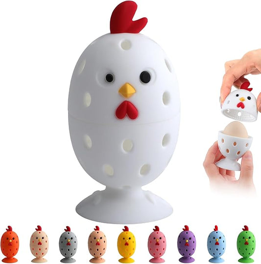 Egg Brush Cleaner, Egg Cleaner Scrubber for Fresh Eggs, Cute Chick Shaped Silicone Egg Washer, Reusable Multipurpose Washing Egg Tool for Fruits and Vegetables(White,1 Set)