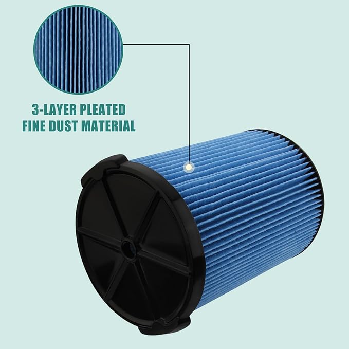 2 Pack VF5000 Wet/Dry Cartridge Replacement Filter for 5-20 Gallon Vacuums WD1450 WD0970 WD1270 WD09700 WD06700 WD1680 WD1851 RV2400A