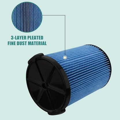 2 Pack VF5000 Wet/Dry Cartridge Replacement Filter for 5-20 Gallon Vacuums WD1450 WD0970 WD1270 WD09700 WD06700 WD1680 WD1851 RV2400A