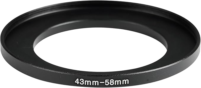 43-58mm Metal Step-Up Ring Adapter Compatible with Mirrorless Cameras DSLR Lens, UV CPL ND Filter Thread Converter, Black