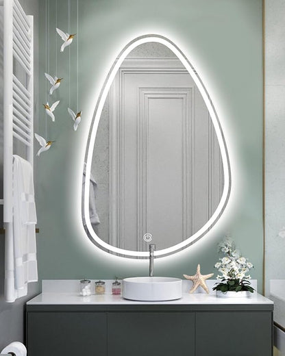 JSLJDM 500 X800 mm Illuminated Backlit LED Bathroom Mirror, Wall Mounted Multifunction Bathroom Vanity Mirror with Lights and Demister Pad, Energy-Saving Illuminated Smart Mirror