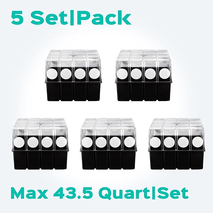 5 Set Monotub with Filter Disks 43.5 Quart Mushroom Grow Kit Vegetable Planting Tray Mini Greenhouse Germination Box for Seeds Growing Starting