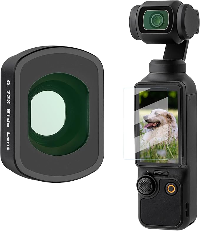 Haoge Magnetic 0.75X Wide Angle Lens for DJI Osmo Pocket 3,Expanded FOV of 108°, Dual-Sided Anti-Reflective Coating Lens with Screen Protector