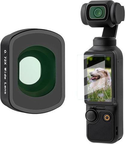 Haoge Magnetic 0.75X Wide Angle Lens for DJI Osmo Pocket 3,Expanded FOV of 108°, Dual-Sided Anti-Reflective Coating Lens with Screen Protector