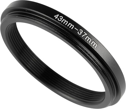43-37mm Metal Step-Down Ring Adapter Compatible with Mirrorless Cameras DSLR Lens, UV CPL ND Filter Thread Converter, Black