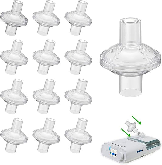 12 Pack Universal Fit in Line Filter for CPAP and BiPAP Machines - Improve Your CPAP Experience with These Filters, for 22mm and 25mm CPAP Tube